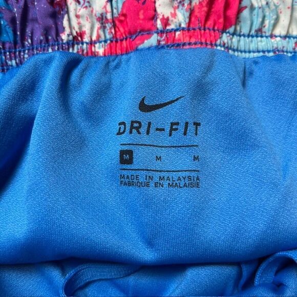 Nike Dri-Fit Running Shorts Blue Pink Abstract Print Lined Women's Size Medium - Picture 7 of 9